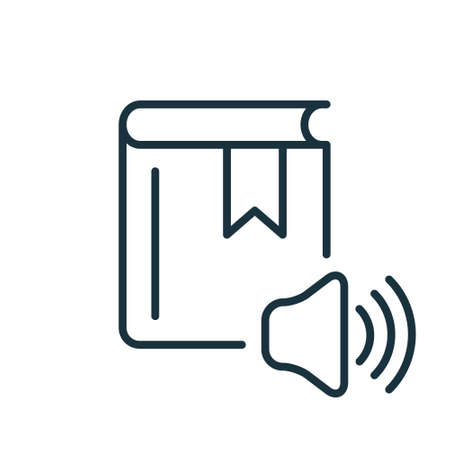Audio Book Line Icon. Ebook Linear Icon. Online Education and Learning concept. Audio Literature Outline Pictogram. Editable stroke. Vector illustrationのイラスト素材