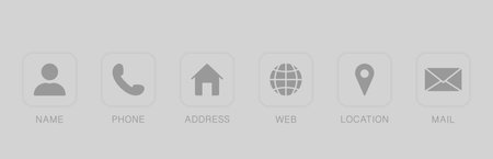 Business Card Contact Information Icon. Set of Contact Icons in square shapes. Communication symbol...