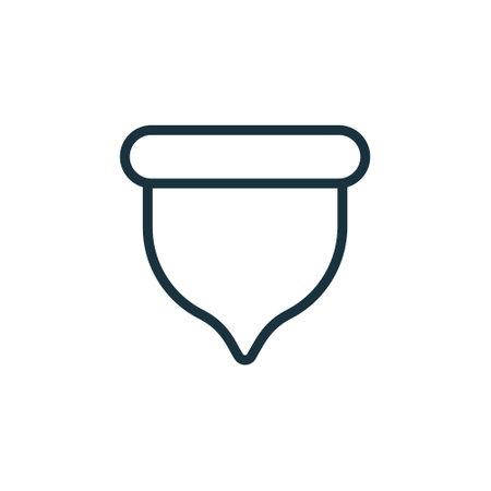 Menstrual Cup Line Icon. Eco protection for woman in Critical Days. Reusable Menstrual Cup Linear Icon. Menstruation concept. Editable stroke. Vector illustrationのイラスト素材