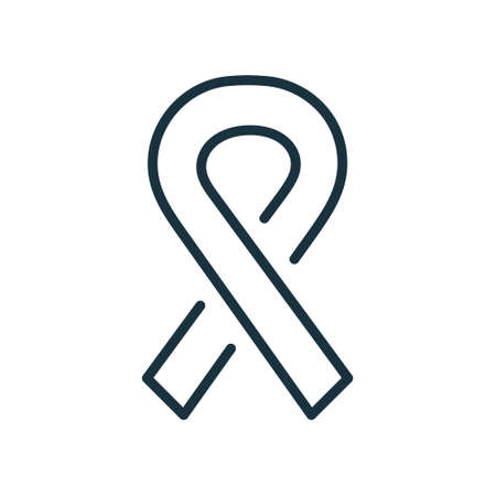 Cancer Ribbon Linear Icon. Awareness Ribbon Line Icon. Hiv, Aids, Breast and Childhood Cancer. Awareness Month. Editable stroke. Vector illustrationのイラスト素材