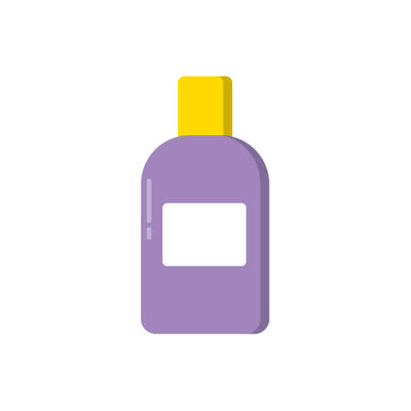 Lotion, Gel, Shampoo, Scrub for Hair Plastic Bottle Icon. Container for Hair Care Products Pictogram. Package for Cosmetic Bath Product in Cartoon style. Isolated Vector Illustrationのイラスト素材