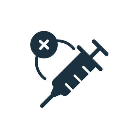 Vaccination Silhouette icon. Vaccination Ban concept. Syringe with cross sign. No of Vaccine. Vector illustrationのイラスト素材