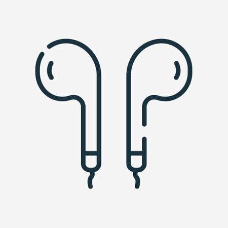 Headphone Line Icon. Earphone Outline Icon. Headset for Listen Music Linear Pictogram. Editable Stroke. Isolated Vector Illustrationのイラスト素材