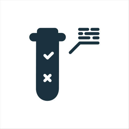 Positive or Negative Coronavirus Pcr Test Silhouette Icon. Laboratory Research of Blood or Saliva For Covid Pictogram. Covid19 Test Result Glyph Icon. Isolated Vector Illustrationのイラスト素材