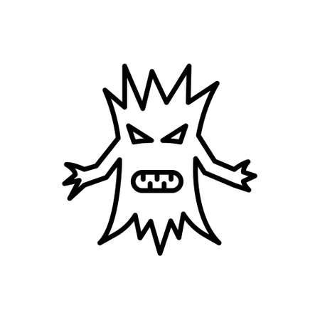 Spooky Halloween Black Tree with Creepy Face Line Icon. Scary Monster Tree with Branch Hand Outline Pictogram. Halloween Decoration Linear Icon. Editable Stroke. Vector Illustrationのイラスト素材