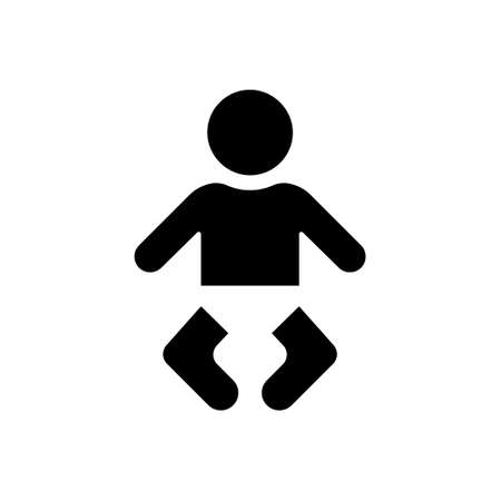 Baby in Diaper Silhouette Icon. Sign of Toilet Room with Station for Changing Nappy. Childcare WC Symbol. Nursery Room Sign. Restroom for Mother and Child Icon. Isolated Vector Illustrationのイラスト素材