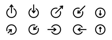 Share, Download Button for Social Media Line Icon. Arrow and Circle Symbols of Upload, Share for Website Outline Icon. External Link and Round Repost Linear Sign. Editable Stroke. Vector Illustrationのイラスト素材