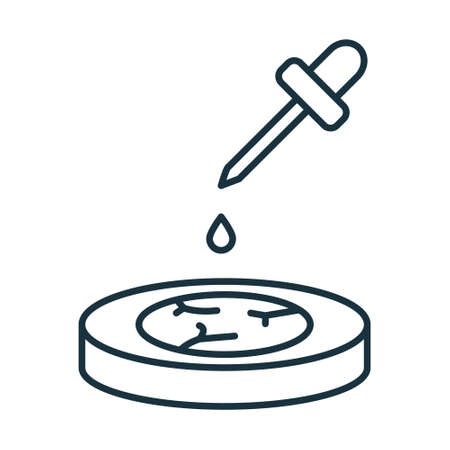 Artificial Meat Line Icon. Grown Lab Meat Linear Pictogram. Growing Synthetic Beef by Liquid in Pipette Outline Icon. Future Culture of Food. Editable Stroke. Isolated Vector Illustrationのイラスト素材