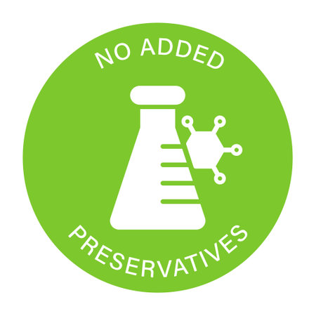 Non Added Preservative Silhouette Icon. No Artificial, Toxic, Chemical Food Ingredient Label. Additive Preservative Free Sign. Certificate Organic Safe Product. Isolated Vector Illustrationのイラスト素材