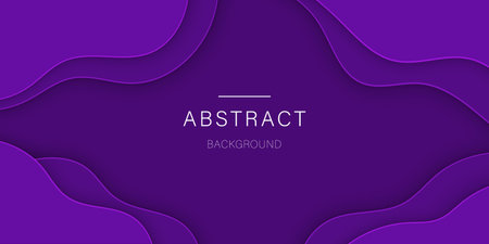 Purple Paper Cut Background. Violet Wavy Modern Design. Papercut Pattern in Curve Abstract Geometry Shape. Origami Art. Wallpaper, Template, Layout for Web. Vector Illustrationのイラスト素材