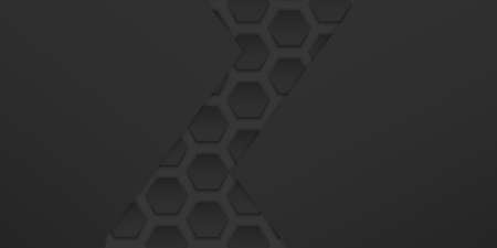 Geometric Dark Black and Grey Background. Abstract Dark Textured Pattern. Steel Honeycomb Texture Wallpaper. Abstract Modern Design with Gradient. Vector Illustration.のイラスト素材