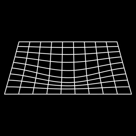 Grid Futuristic Wireframe Pattern. 3d Warp Geometric Shape with Curve Wavy Line. White Wave Grid on...