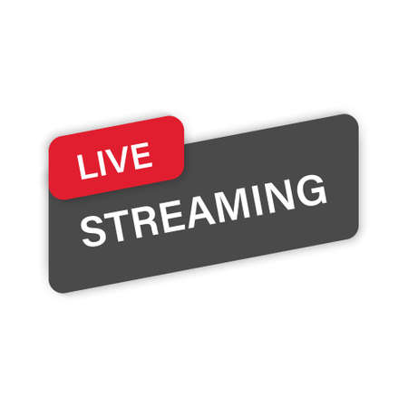 Red Live Streaming Icon. Sticker Banner for Online Broadcast, News, Show, Channel Television. Symbol of Livestream. Isolated Vector Illustrationのイラスト素材