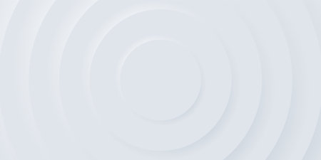 White Futuristic Circle Background. Geometry Round Empty Pattern Neumorphism Style. Blank Concentric...