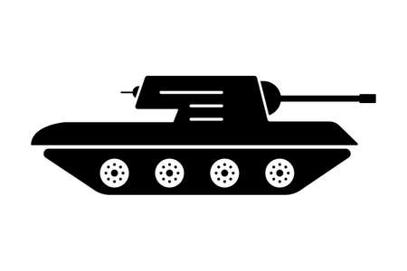 Military Tank Silhouette Icon. Panzer Vehicle Force Pictogram. Tank Army Black Symbol. Armed Machine Weapon Icon. Army Transportation Logo. Defense War Ammunition. Isolated Vector Illustrationのイラスト素材