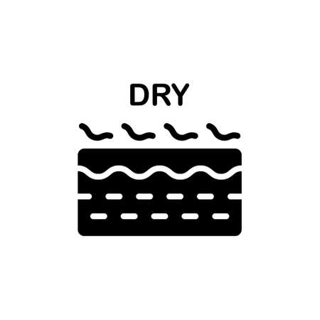 Dry Skin Silhouette Icon. Dehydrated Dermis Problem Black Pictogram. Crack, Rough, Dry, Flaking Skin Structure Icon. Isolated Vector Illustrationのイラスト素材