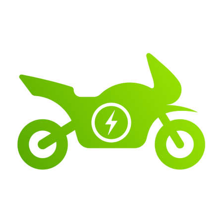 Electric Motorbike Green Silhouette Icon. Electric Motorcycle Glyph Pictogram. Eco Electricity Alternative Urban Transportation Icon. Ecology Electric Moto Vehicle Sign. Isolated Vector Illustrationのイラスト素材