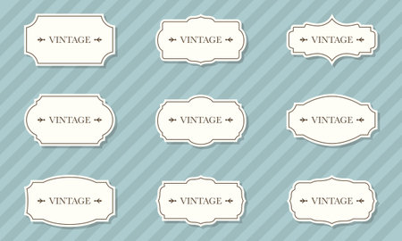 Collection of Vintage Frames. Elegant Retro Frames for Decorative Design. et of Template Vintage Victorian Borders on Pattern Background. Isolated Vector Illustrationのイラスト素材