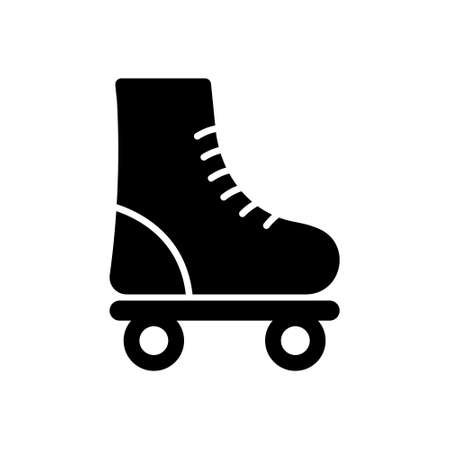 Rollerskate Black Silhouette Icon. Wheel Fitness Roll Footwear Glyph Pictogram. Summer Exercise Skating Flat Symbol. Sport Exercise Fun Recreation Activity. Isolated Vector Illustrationのイラスト素材