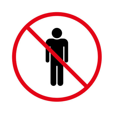Forbidden Entry Man Pictogram. Ban Men Pedestrian Black Silhouette Icon. Restricted Entrance Red Stop Circle Symbol. No Allowed Access Men Zone Sign. Enter Prohibited. Isolated Vector Illustrationのイラスト素材