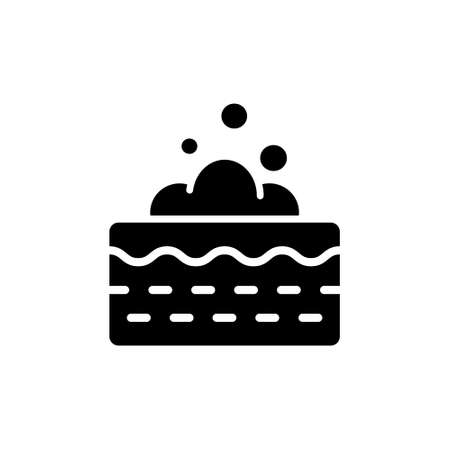 Foam Bubble on Skin for Deep Cleansing Silhouette Icon. Cream, Gel, Shampoo, Mousse on Face, Body Skin Black Pictogram. Skin Cosmetic Procedure Icon. Isolated Vector Illustrationのイラスト素材