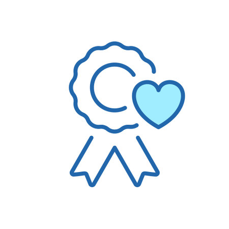 Award for Achievements Line Icon. Charity Concept. Emblem, Reward, Medal with Heart in Donation Linear Pictogram. Trophy in Charity, Outline Icon. Editable Stroke. Isolated Vector Illustrationのイラスト素材