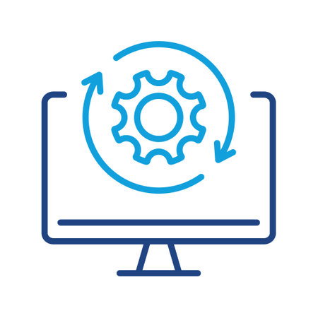 Upgrade of Software color Line Icon. Computer System Update Linear Pictogram. Download Process Icon. Progress of Upgrade. Editable stroke. Vector Isolated Illustrationのイラスト素材