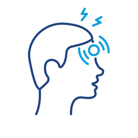 Headache Line Icon. Disease head, Fatigue concept. Migraine, Health Problem, Pain Face, Stress, Tired and Burnout. Symptom of Virus Disease, Flu and Cold. Editable stroke. Vector illustrationのイラスト素材