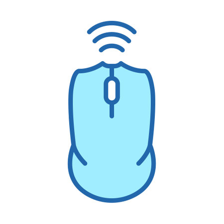 Computer Mouse Color Line Icon. PC Wireless Tool Linear Pictogram. Cursor Pointer Scroll, Click Outline Symbol. Wireless Technology Computer Equipment. Editable Stroke. Isolated Vector Illustrationのイラスト素材