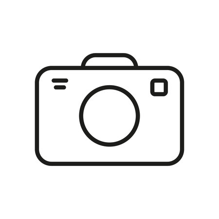 Photo Camera Line Icon. Photograph Flash Equipment Linear Pictogram. Photographic Optical Lens...