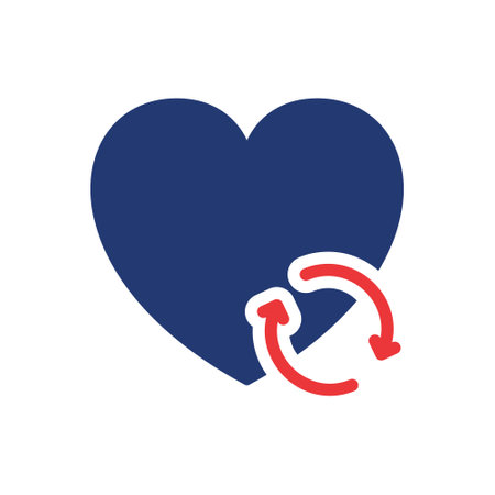 Transplant and Donate of Heart with Arrow Silhouette Icon. Recycle and Renovation Organ Pictogram. Heart Donation Icon. Isolated Vector Illustrationのイラスト素材