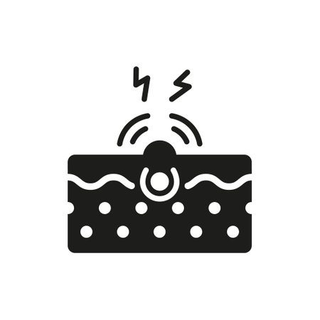 Skin Pain Silhouette Icon. Dermatology Disease Icon. Allergy Reaction. Acne Medical Problem of Skin Glyph Pictogram. Atopic Dermatitis Illness. Isolated Vector Illustrationのイラスト素材