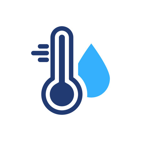 Water Temperature Indicator Silhouette Icon. Mercury Thermometer and Water Drop Color Pictogram. Temperature and Humidity Level Icon. Isolated Vector Illustrationのイラスト素材