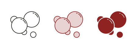 Underwater, Foam, Fizz Water, Oxygen, Soap Bubble Pictogram. Soda, Fizzy Drink Black and Color Symbol Collection. Effervescent Champagne Line and Silhouette Icon Set. Isolated Vector Illustrationのイラスト素材