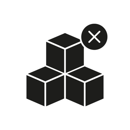 Health Consciousness and Avoiding Sugary Foods. No Sugar Silhouette Icon. Dietary Restrictions with Prohibition Symbol Over Sugar Cubes. Isolated Vector Illustrationのイラスト素材