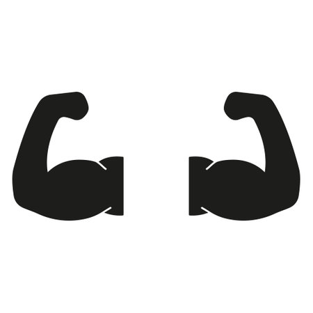 Bicep Silhouette Icon. Physical Strength and Muscle Building for Fitness and Workout Symbol. Isolated Vector Illustrationのイラスト素材