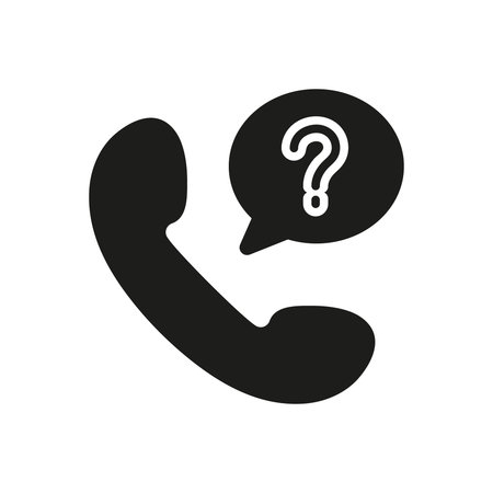 Customer Service Silhouette Icon, Question Help Phone with Speech Bubble. Customer Support Glyph Symbol. Isolated Vector Illustrationのイラスト素材