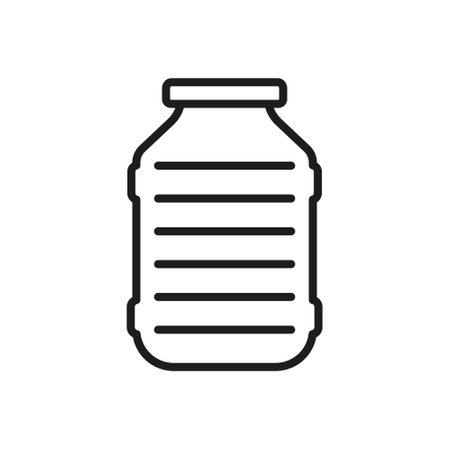 Large Water Dispenser Bottle, Refillable Cooler Jug With Label And Cap Line Icon. Drinking Container for Office, Home, and Hydration Outline Symbol. Editable Strokeのイラスト素材