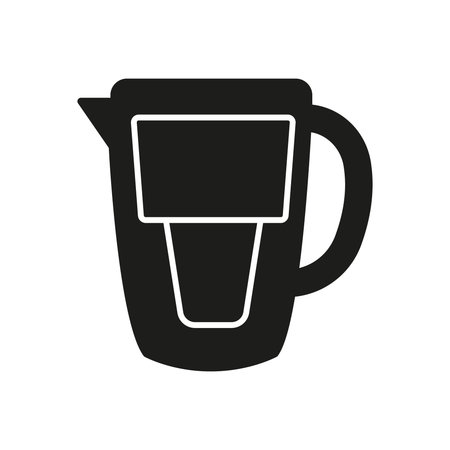 Water Filter Pitcher Solid Icon. Clean Water Filtration And Purification Silhouette Symbol. Home Appliance For Healthy Hydration. Isolated Vector Illustrationのイラスト素材