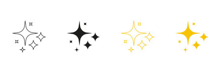 Star And Sparkle Line And Solid Icon Set. Shining And Glittering Object Symbol Collection. Isolated Vector Illustrationのイラスト素材