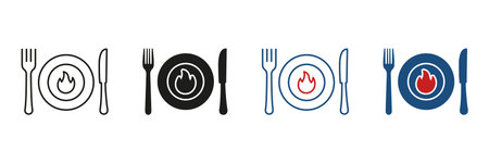 Restaurant and Dining Line and Solid Icon Set. Cutlery and Food Symbol Collection. Isolated Vector Illustrationのイラスト素材