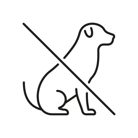 No Dogs Allowed Line Icon. Pet Restriction, No Pets Policy, And Animal-Free Zone Outline Symbol. Public Space Regulation. Editable Stroke. Isolated Vector Illustrationのイラスト素材