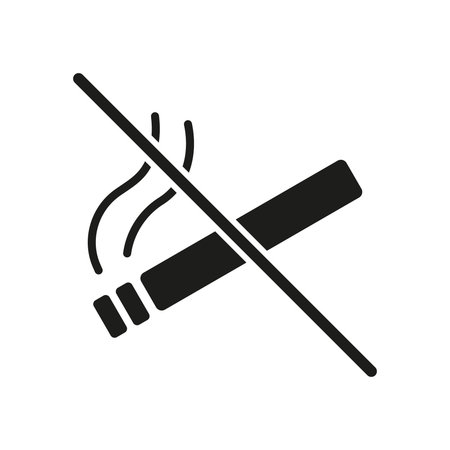 No Smoking Symbol Solid Icon. Tobacco Prohibition, Smoking Ban, And Public Health Awareness Silhouette Symbol. Anti-Smoking Campaign. Isolated Vector Illustrationのイラスト素材