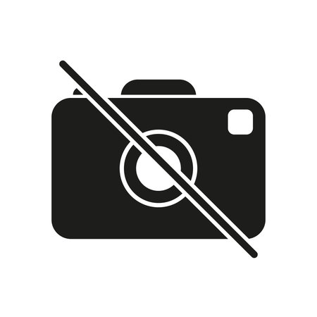 No Camera Solid Icon. Photography Restriction, Privacy, And No Image Capture Silhouette Symbol. Digital Security And Confidentiality. Isolated Vector Illustrationのイラスト素材