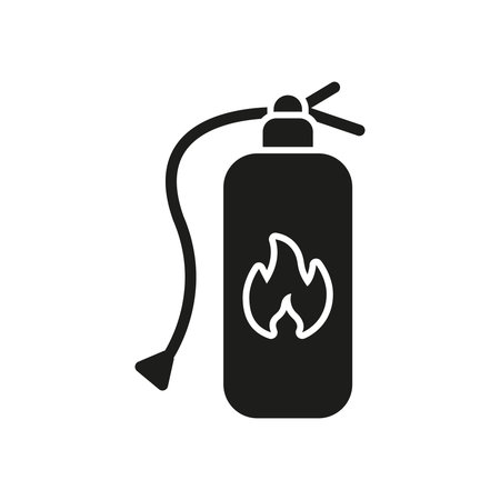 Fire Extinguisher Solid Icon. Fire Safety, Prevention, And Emergency Equipment Silhouette Symbol. Protection, Safety Measures. Isolated Vector Illustrationのイラスト素材