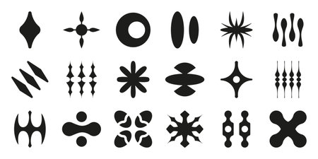 Brutalist Shapes, Cool Geometric Forms. Bauhaus Minimalist Graphic Design Elements. Design Elements And Decorative Patterns Silhouette Symbol Collection. Isolated Vectorのイラスト素材