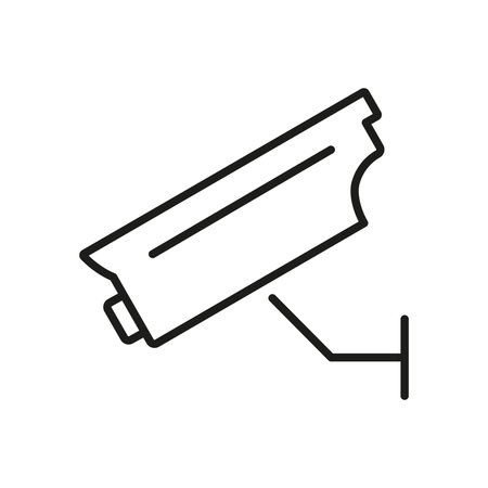 Surveillance Camera Line Icon. Security Monitoring And Cctv Surveillance Outline Symbol. Home And Business Safety. Editable Stroke. Isolated Vector Illustrationのイラスト素材
