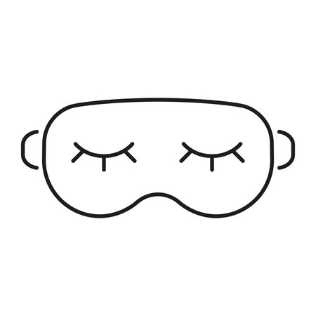 Sleep Mask With Closed Eyes Line Icon. Restful Sleep, Relaxation, And Nighttime Comfort Outline Symbol. Sleep Aid And Travel Accessory. Editable Stroke. Isolated Vectorのイラスト素材