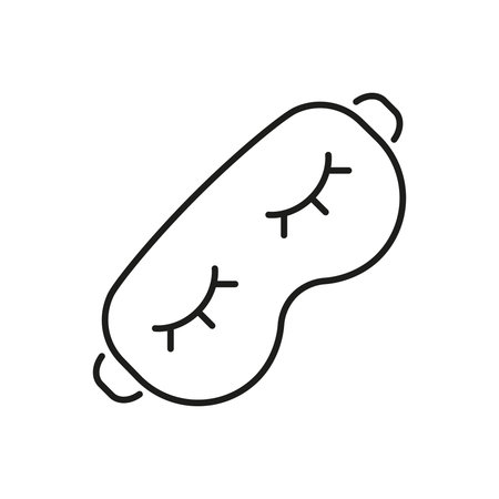 Sleep Mask Line Icon. Restful Sleep, Relaxation, And Eye Protection Outline Symbol. Sleep Aid And Comfort. Editable Stroke. Isolated Vector Illustrationのイラスト素材