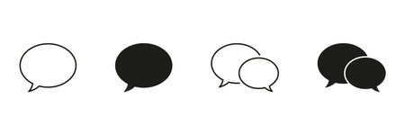 Speech Bubble Line And Solid Icon Set. Communication, Messaging, And Conversation Outline And Silhouette Symbol Collection. Chat Interface And Dialogue. Isolated Vectorのイラスト素材